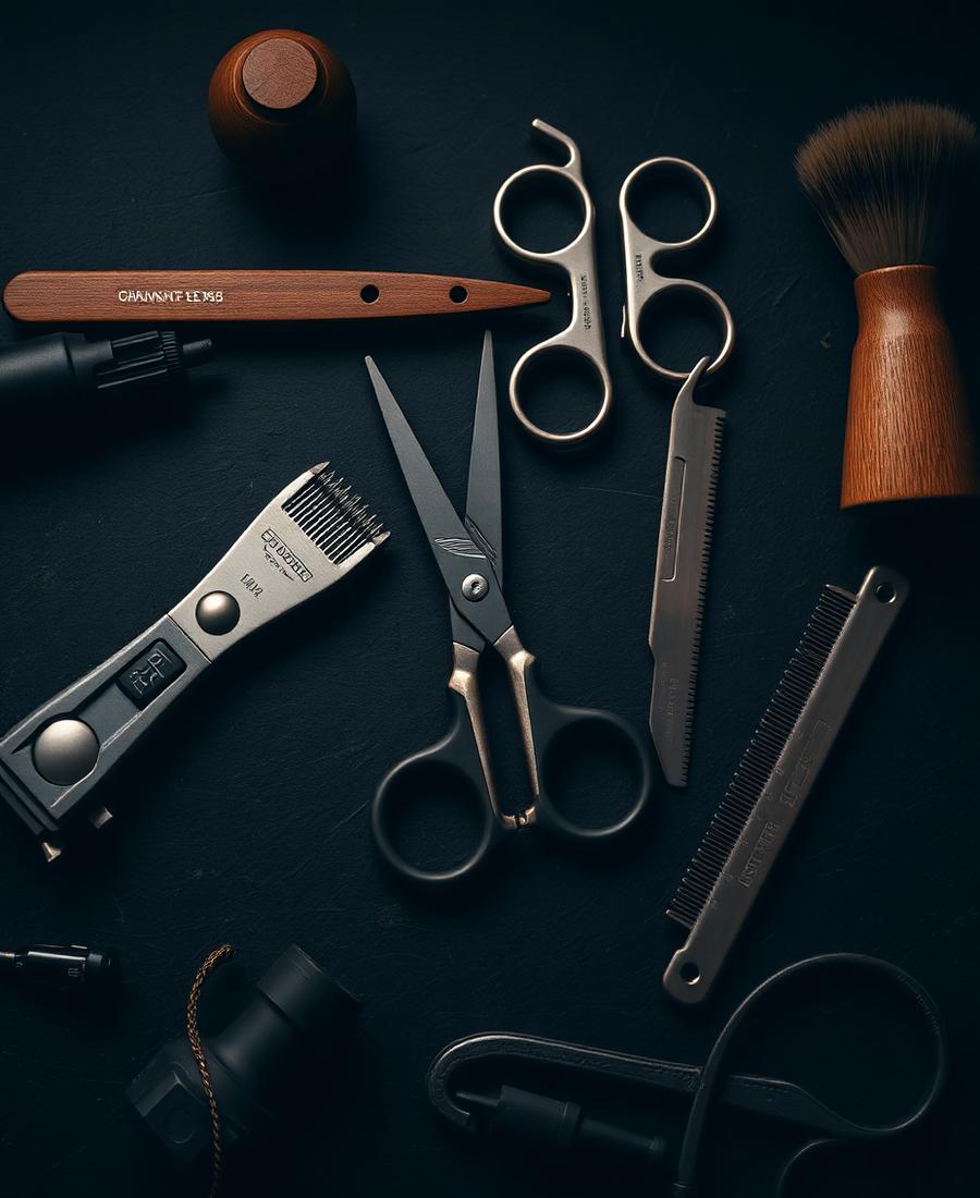 Barber tools laid out